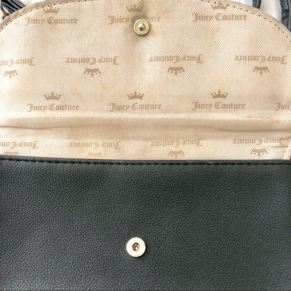 Juicy Couture Black Faux Leather Crossbody Wallet Purse Gold Hardware - Picture 6 of 16